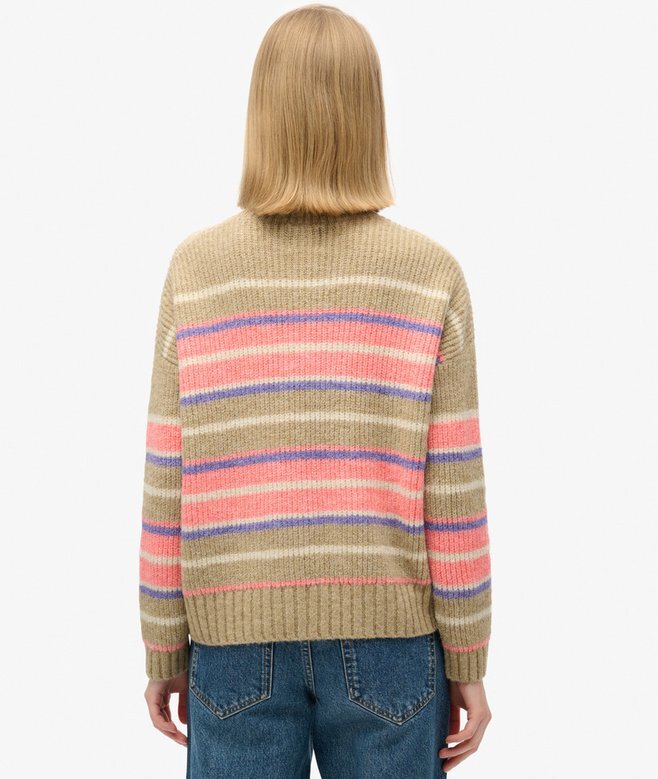 Sweter z okrągłym dekoltem w wielo kolorowe paski Sweter z okrągłym dekoltem w wielo kolorowe paski