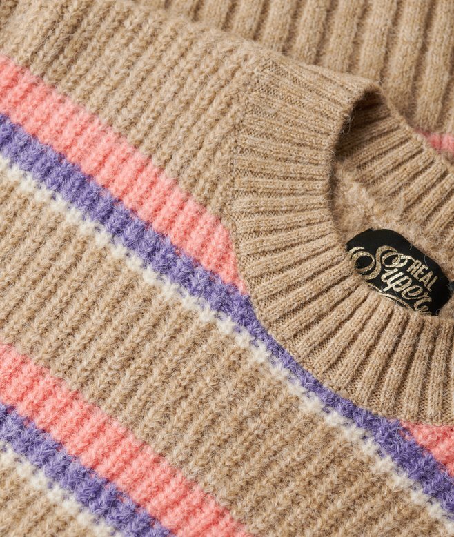 Sweter z okrągłym dekoltem w wielo kolorowe paski Sweter z okrągłym dekoltem w wielo kolorowe paski