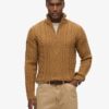 Sweter z półsuwakiem Vintage Jacob Cable Knit Dzianina Sweter z półsuwakiem Vintage Jacob Cable Knit Dzianina