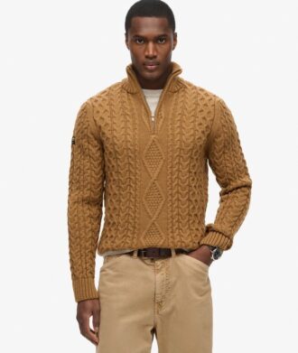 Sweter z półsuwakiem Vintage Jacob Cable Knit Dzianina