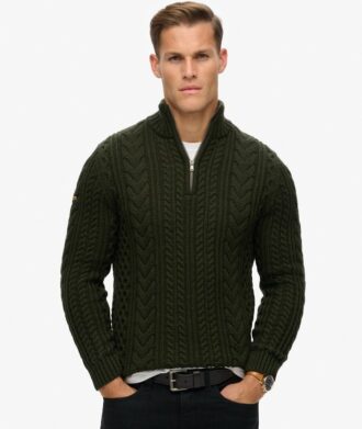 Sweter z półsuwakiem Vintage Jacob Cable Knit Dzianina