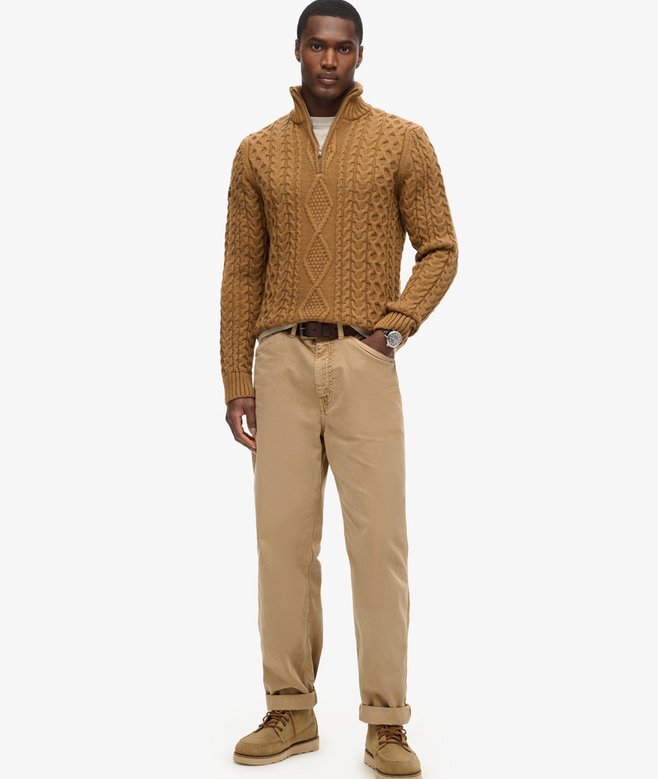Sweter z półsuwakiem Vintage Jacob Cable Knit Dzianina Sweter z półsuwakiem Vintage Jacob Cable Knit Dzianina