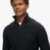 Sweter z półsuwakiem Vintage Jacob Cable Knit Dzianina Sweter z półsuwakiem Vintage Jacob Cable Knit Dzianina