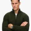 Sweter z półsuwakiem Vintage Jacob Cable Knit Dzianina Sweter z półsuwakiem Vintage Jacob Cable Knit Dzianina