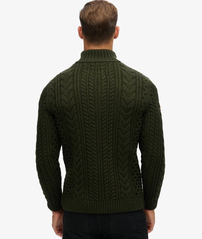 Sweter z półsuwakiem Vintage Jacob Cable Knit Dzianina Sweter z półsuwakiem Vintage Jacob Cable Knit Dzianina