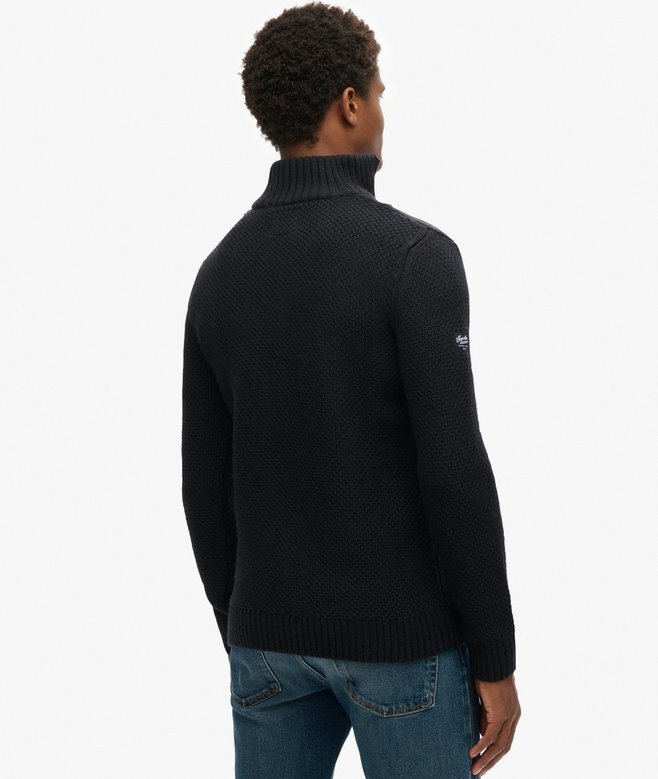 Sweter z półsuwakiem Vintage Jacob Cable Knit Dzianina Sweter z półsuwakiem Vintage Jacob Cable Knit Dzianina