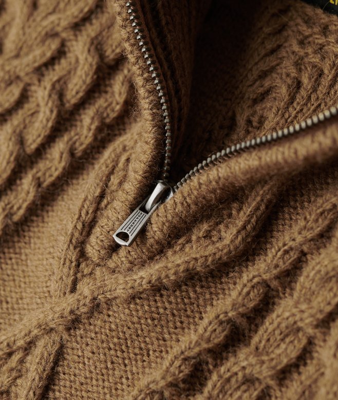 Sweter z półsuwakiem Vintage Jacob Cable Knit Dzianina Sweter z półsuwakiem Vintage Jacob Cable Knit Dzianina