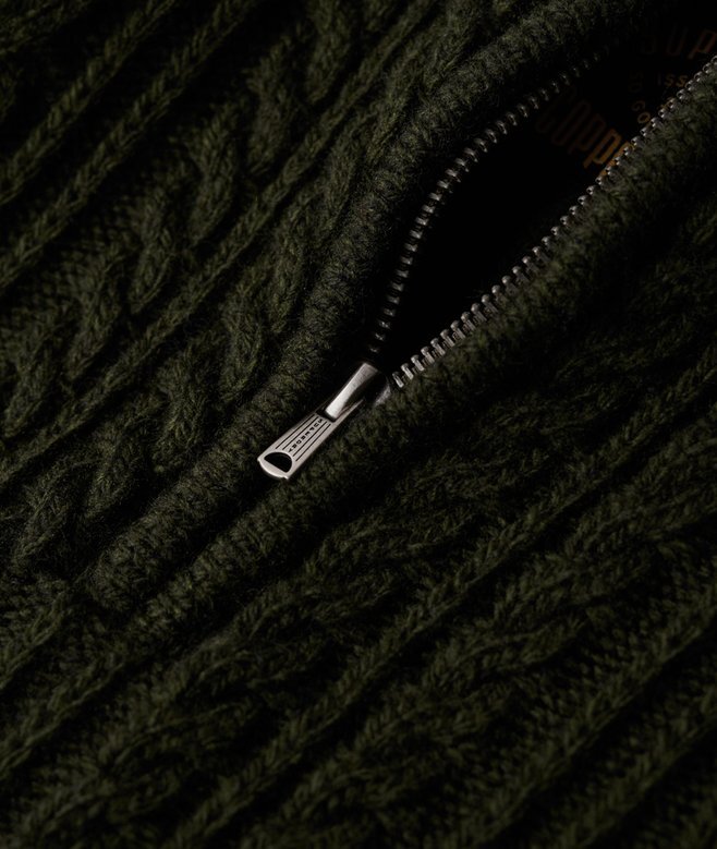 Sweter z półsuwakiem Vintage Jacob Cable Knit Dzianina Sweter z półsuwakiem Vintage Jacob Cable Knit Dzianina