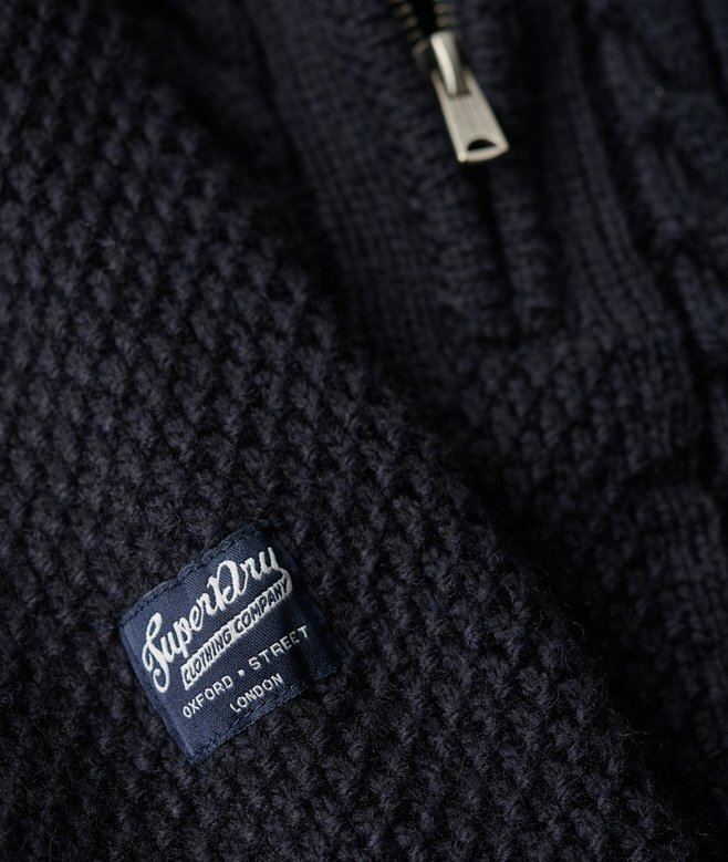 Sweter z półsuwakiem Vintage Jacob Cable Knit Dzianina Sweter z półsuwakiem Vintage Jacob Cable Knit Dzianina