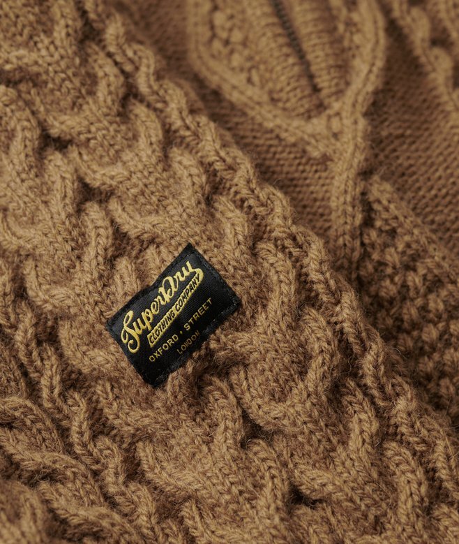 Sweter z półsuwakiem Vintage Jacob Cable Knit Dzianina Sweter z półsuwakiem Vintage Jacob Cable Knit Dzianina