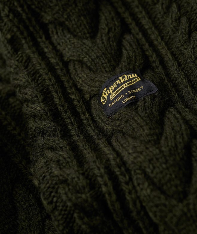Sweter z półsuwakiem Vintage Jacob Cable Knit Dzianina Sweter z półsuwakiem Vintage Jacob Cable Knit Dzianina