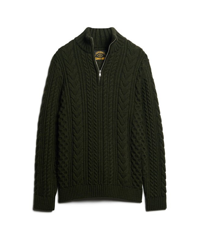 Sweter z półsuwakiem Vintage Jacob Cable Knit Dzianina Sweter z półsuwakiem Vintage Jacob Cable Knit Dzianina