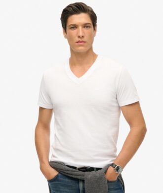 T-shirt z dekoltem w serek z haftowanym logo z Organic Cotton T-shirt z dekoltem w serek z haftowanym logo z Organic Cotton