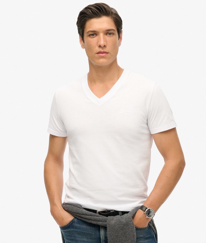 T-shirt z dekoltem w serek z haftowanym logo z Organic Cotton T-shirt z dekoltem w serek z haftowanym logo z Organic Cotton