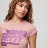 T-shirt z logo w stylu retro z brokatem