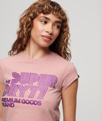 T-shirt z logo w stylu retro z brokatem