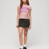 T-shirt z logo w stylu retro z brokatem