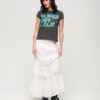T-shirt z logo w stylu retro z brokatem