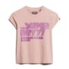 T-shirt z logo w stylu retro z brokatem
