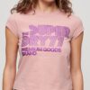 T-shirt z logo w stylu retro z brokatem