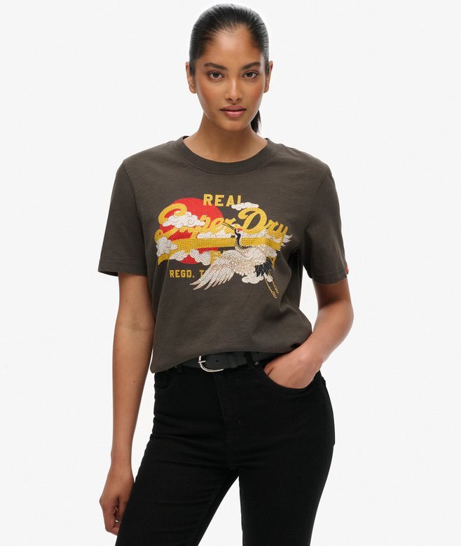 T-shirt z luźnym krojem i logo Vintage Tokyo T-shirt z luźnym krojem i logo Vintage Tokyo