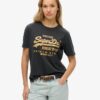 T-shirt z metalicznym logo w stylu Vintage o luźnym kroju