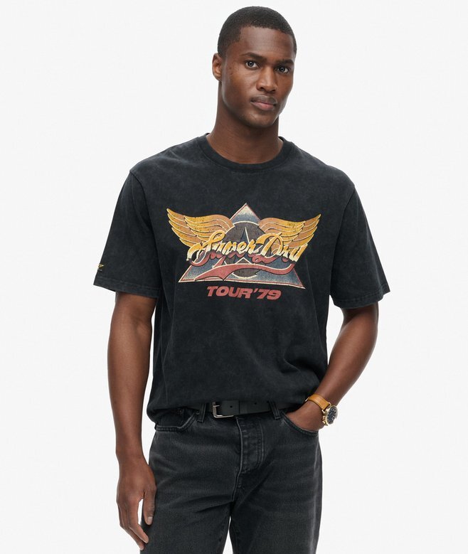 T-shirt z nadrukiem rockowym w stylu lat 70. T-shirt z nadrukiem rockowym w stylu lat 70.
