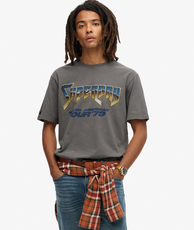 T-shirt z nadrukiem rockowym w stylu lat 70. T-shirt z nadrukiem rockowym w stylu lat 70.