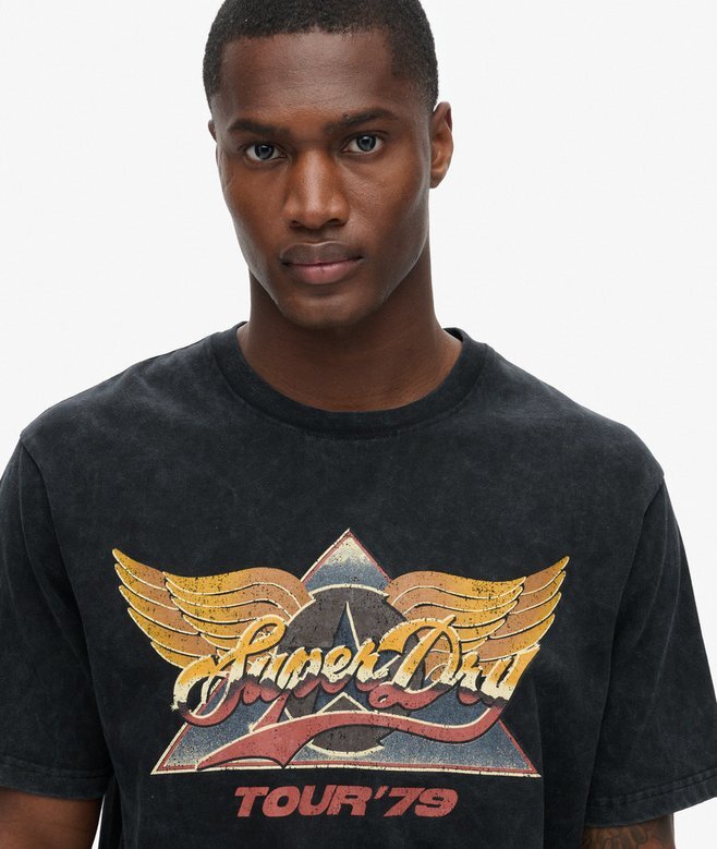 T-shirt z nadrukiem rockowym w stylu lat 70. T-shirt z nadrukiem rockowym w stylu lat 70.