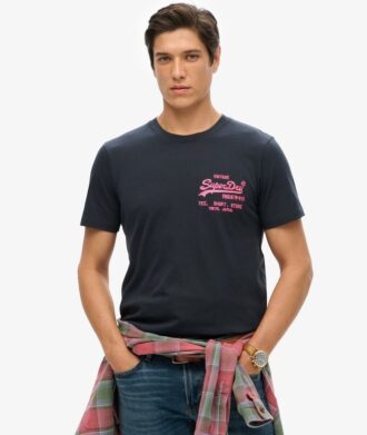 T-shirt z neonowym logo w stylu Vintage