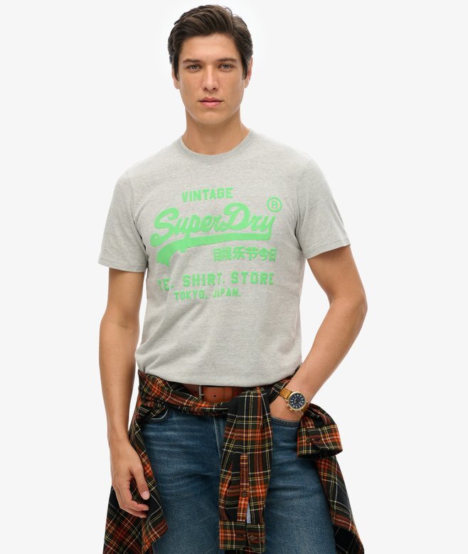 T-shirt z neonowym logo w stylu Vintage T-shirt z neonowym logo w stylu Vintage
