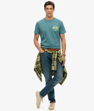 T-shirt z neonowym logo w stylu Vintage