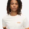 T-shirt z paskami w stylu retro z charakterystycznym logo