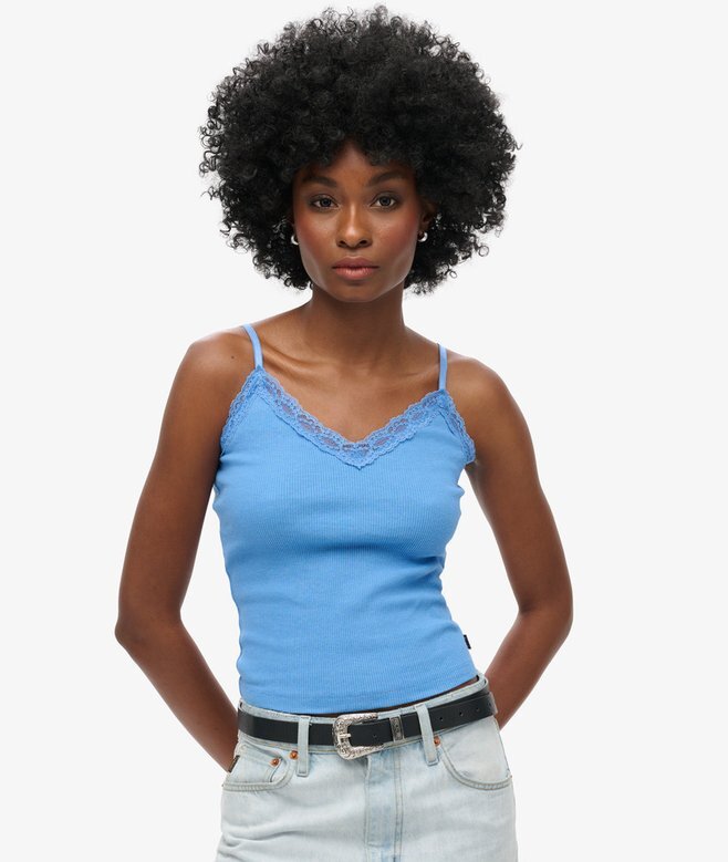 Top na ramiączkach z Organic Cotton z wykończeniem z koronki Vintage Top na ramiączkach z Organic Cotton z wykończeniem z koronki Vintage