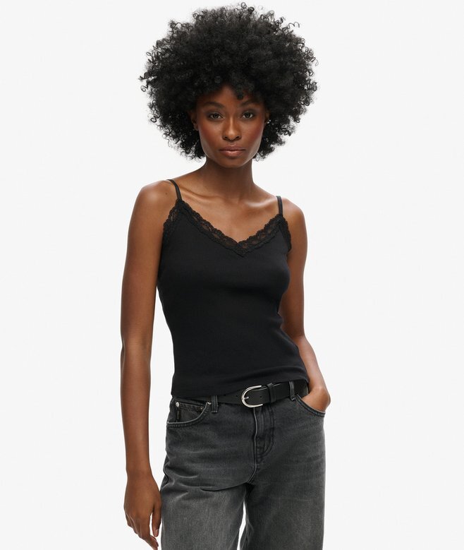 Top na ramiączkach z Organic Cotton z wykończeniem z koronki Vintage Top na ramiączkach z Organic Cotton z wykończeniem z koronki Vintage