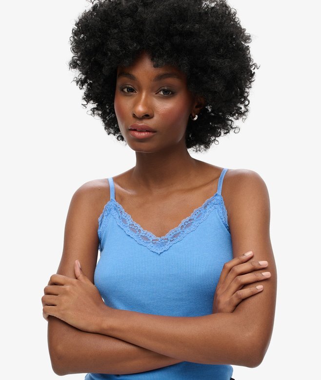Top na ramiączkach z Organic Cotton z wykończeniem z koronki Vintage Top na ramiączkach z Organic Cotton z wykończeniem z koronki Vintage