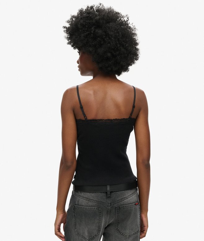 Top na ramiączkach z Organic Cotton z wykończeniem z koronki Vintage Top na ramiączkach z Organic Cotton z wykończeniem z koronki Vintage