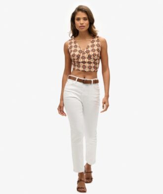 Top w stylu Vintage z wiązaniem na szyi