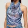 Top z cekinami i dekoltem typu cowl neck Top z cekinami i dekoltem typu cowl neck