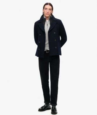 Wełniany płaszcz typu peacoat 2 w 1