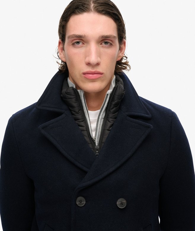 Wełniany płaszcz typu peacoat 2 w 1 Wełniany płaszcz typu peacoat 2 w 1