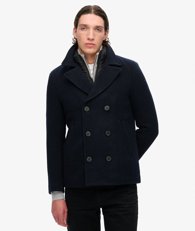 Wełniany płaszcz typu peacoat 2 w 1 Wełniany płaszcz typu peacoat 2 w 1