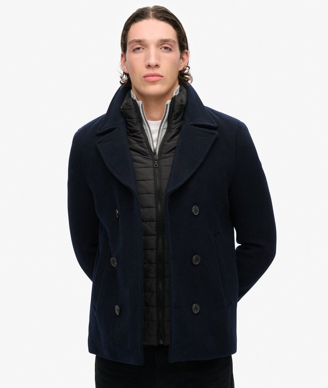 Wełniany płaszcz typu peacoat 2 w 1 Wełniany płaszcz typu peacoat 2 w 1